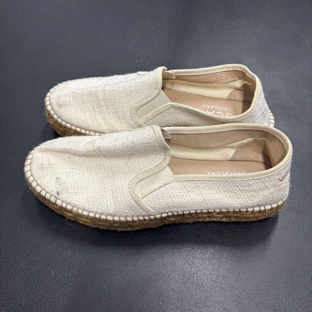 Viscata Barcelona Shoes Womens 39 Espadrille Platform Cream Fabric Slip On